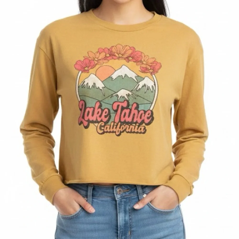 Blue 84 “Lake Tahoe, California” Crop Graphic Tee (NWOT) (Size: Large) - Picture 4 of 7